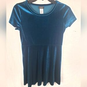 Holiday Editions Girl's Velvet Green Short Sleeve A-line Dress Sz 14-16